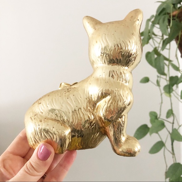 Vintage Ceramic Gold Cat Figure - Picture 4 of 5
